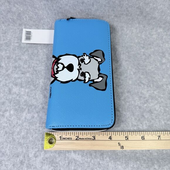 Marc Tetro Schnauzer Large Wallet Blue Zip Around Faux Leather Multi Compartment - Picture 10 of 10